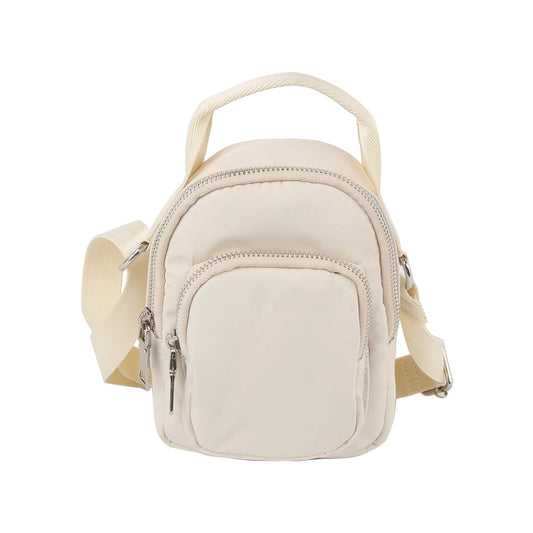 Nylon Mini Crossbody Bag {Beige}