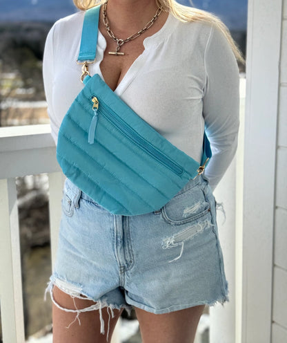 FINAL SALE - The Blake | Crescent Puffer Sling Bag {Cranberry}
