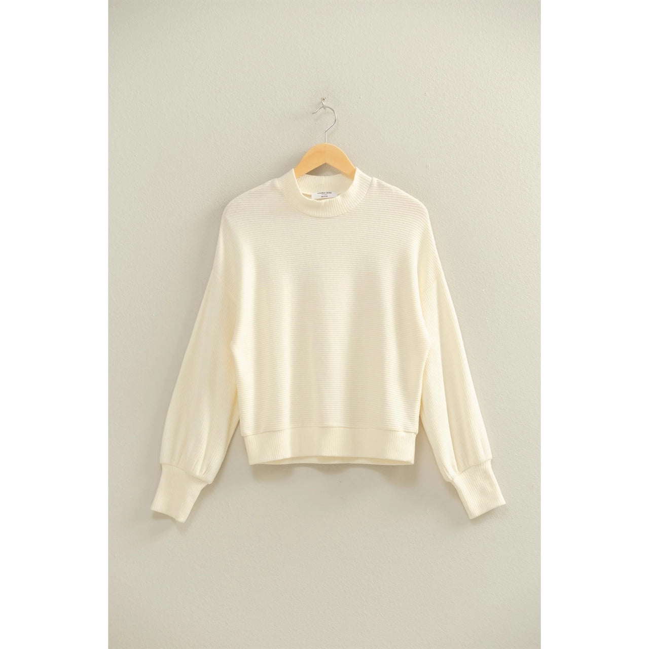 Black Friday Doorbuster - Ribbed Balloon Sleeve Top (Cream)