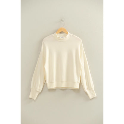 Black Friday Doorbuster - Ribbed Balloon Sleeve Top (Cream)