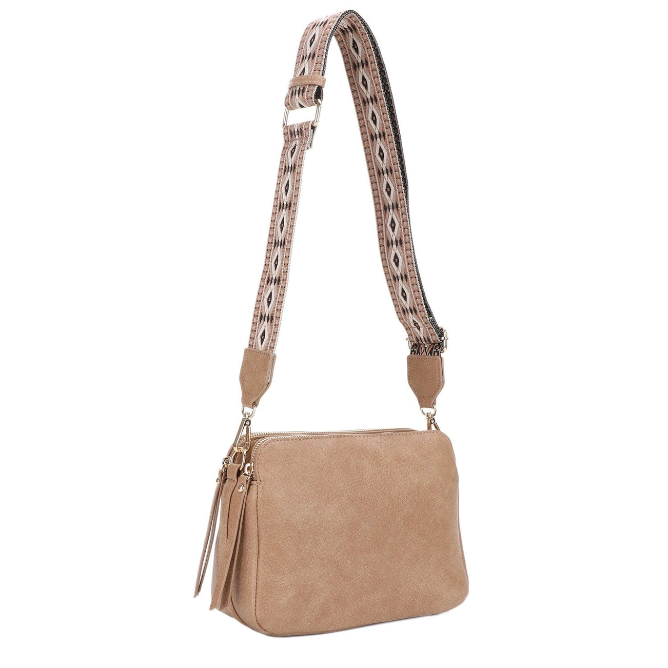 Mila 3 Compartment Crossbody w/Guitar Strap {Taupe}