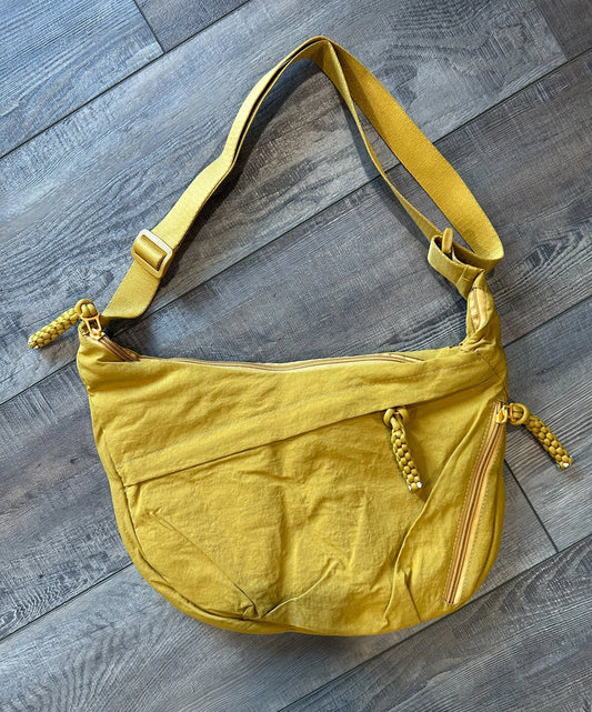 Large Nylon Crescent 3 Zipper Bag {Mustard}
