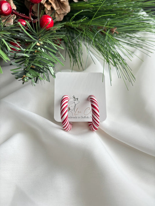 Holiday Earrings - Candy Cane Hoops
