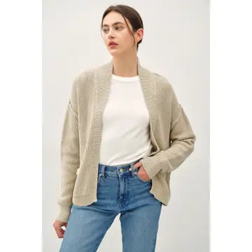 Chunky Ribbed Knit Raw Seam Cardigan