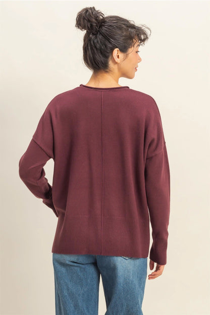 Drop Shoulder Sweater {Cherry}
