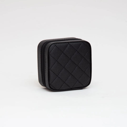 Quilted Zip Around Square Jewelry Box