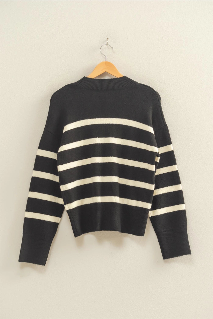Striped High Neck Sweater