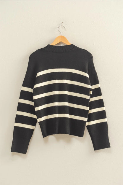 Striped High Neck Sweater