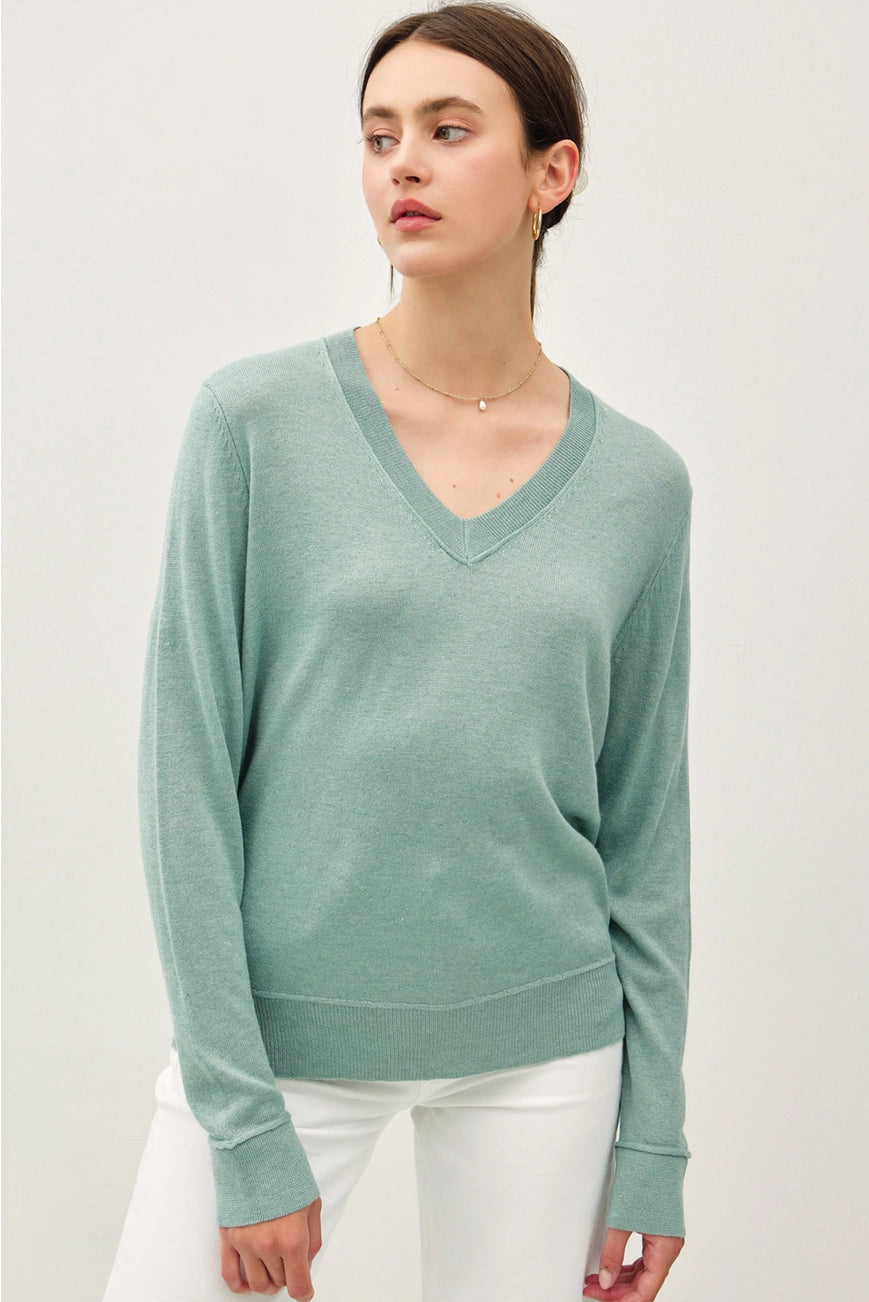 Lightweight V-Neck Sweater {Spruce}