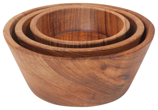 Teak Wood Pinch Bowls Set of 3