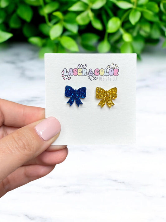 Victor Blue & Gold Bow Studs