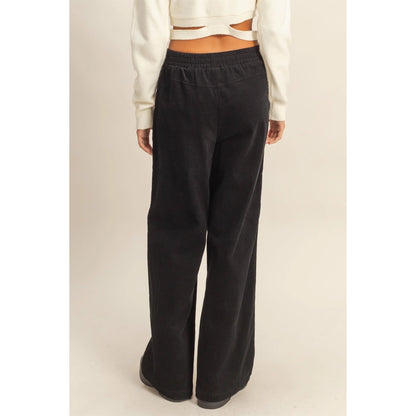 Black Friday Doorbuster - Corduroy High-Waisted Wide Leg Pants (Black)