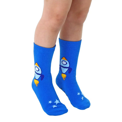 Kids 3D Packaged Crew Socks - Rocket Ship