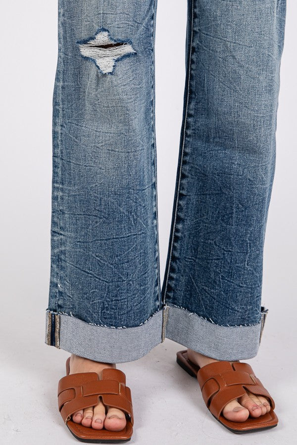 Petra High Rise Slim Wide Leg w/Cuffed Hem