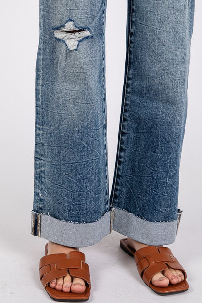 Petra High Rise Slim Wide Leg w/Cuffed Hem