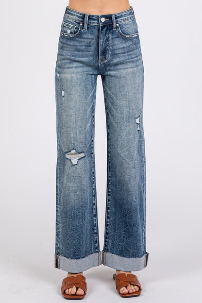 Petra High Rise Slim Wide Leg w/Cuffed Hem