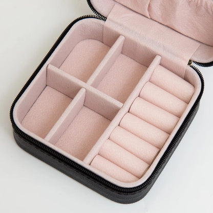 Quilted Zip Around Square Jewelry Box