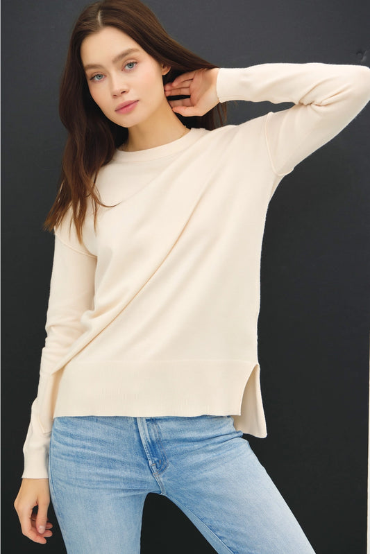 Lightweight Relaxed Basic Sweater {Cream}