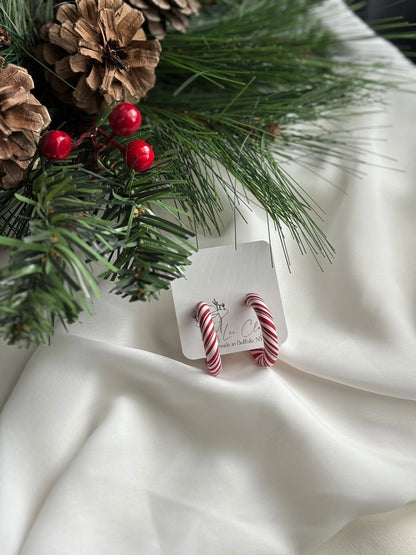 Holiday Earrings - Candy Cane Hoops