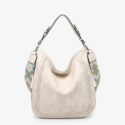 Aris Crossbody Purse w/ Guitar Strap - Off White